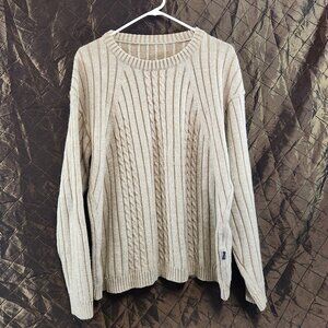 Belika Beige Cable Knit Mens Sweater XL